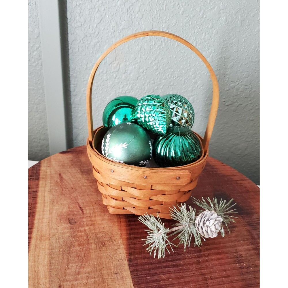 Longaberger 1993 Inaugural Basket Protector & 6 Christmas Holiday Ornaments